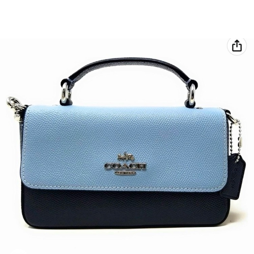 Coach Mini Josie Top Handle Two-Tone Black and Light Blue Crossbody Bag NWT